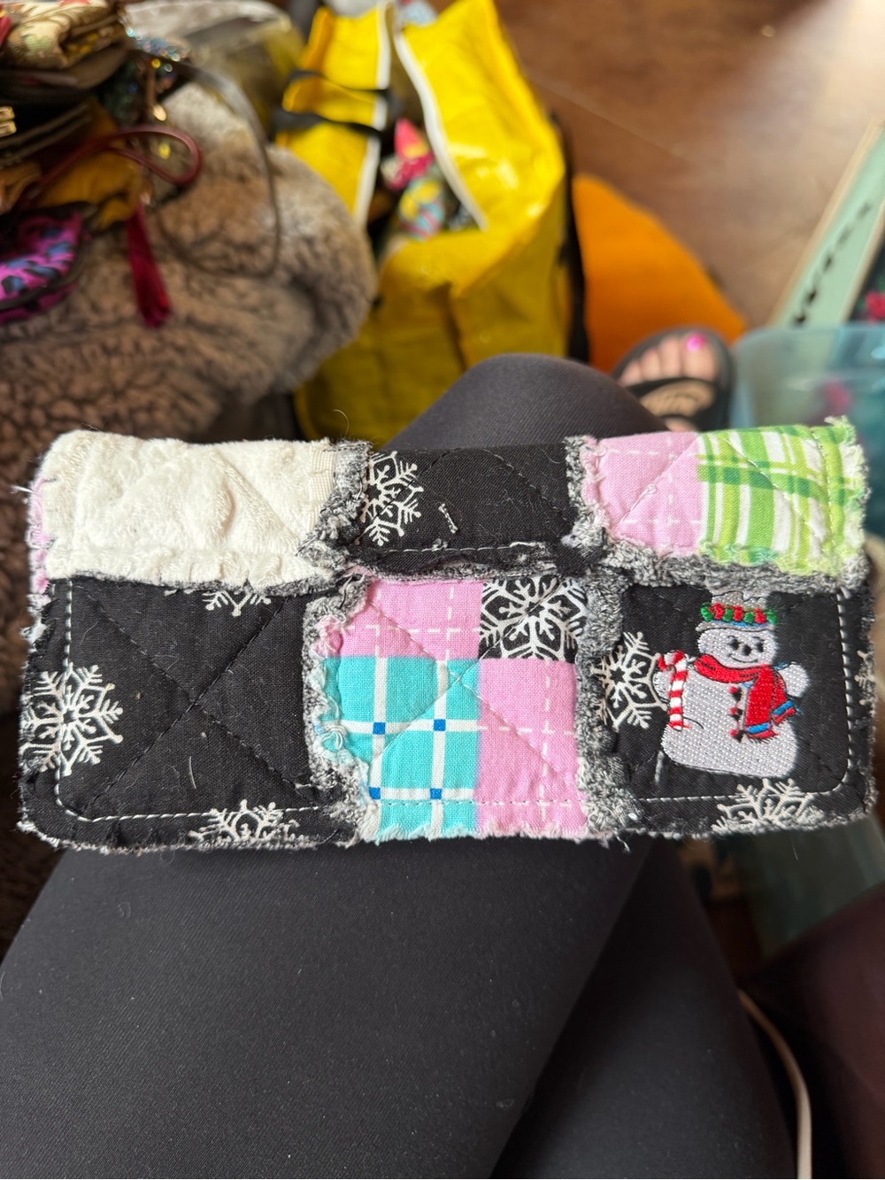 Patchwork Wallet in Black & Pink